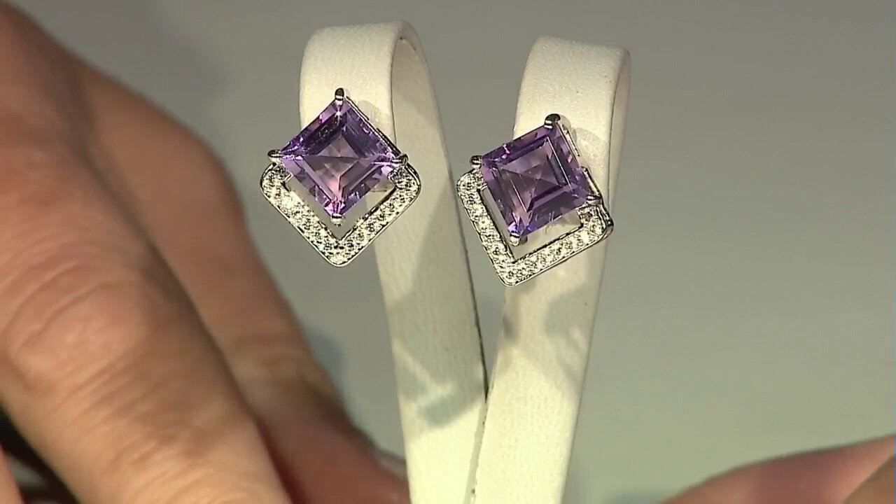 Video Amethyst Silver Earrings