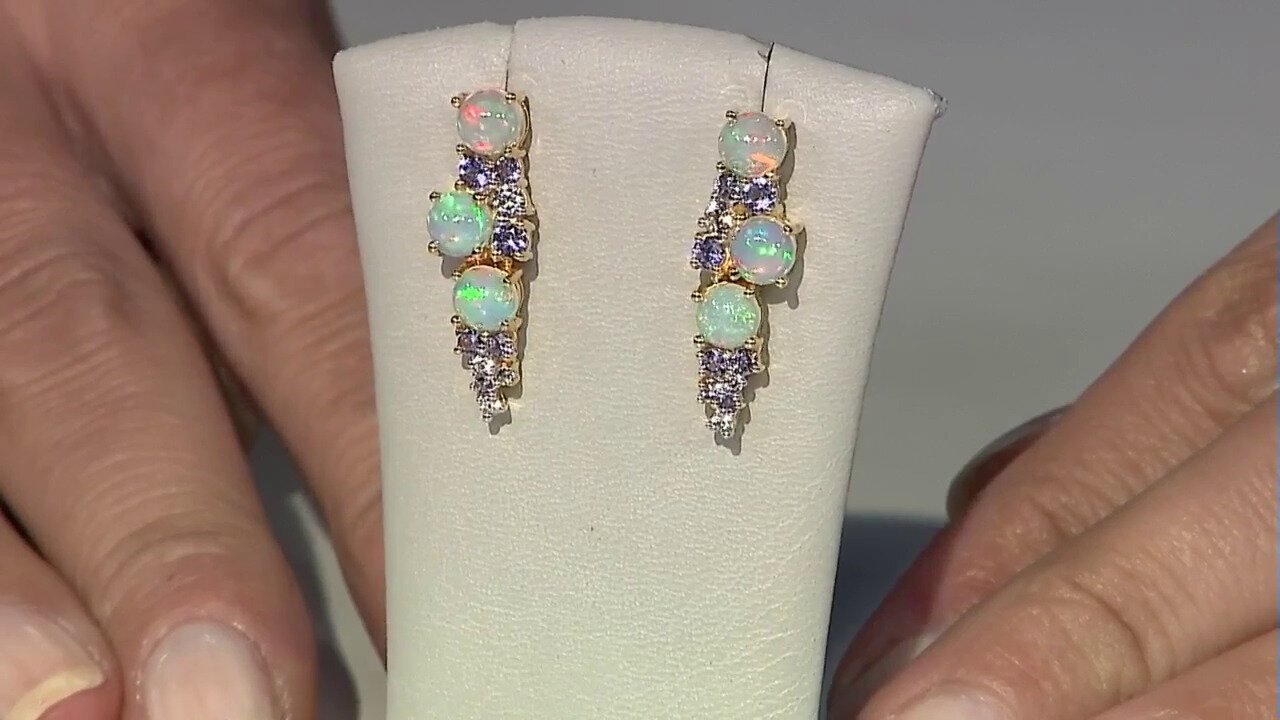 Video Welo Opal Silver Earrings