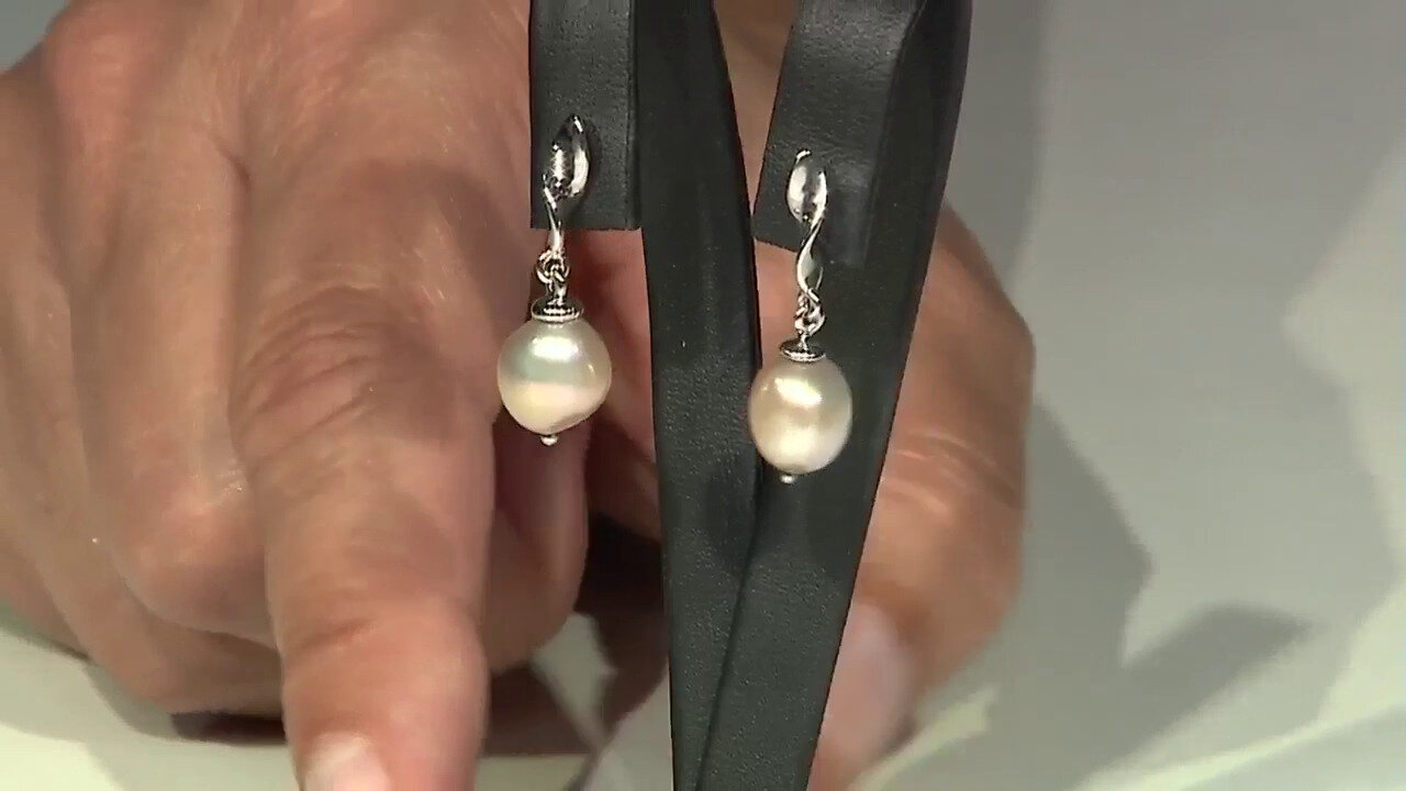 Video Pendientes en plata con Perla durazno Freshwater