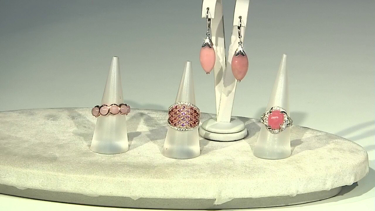 Video Pink Opal Silver Earrings