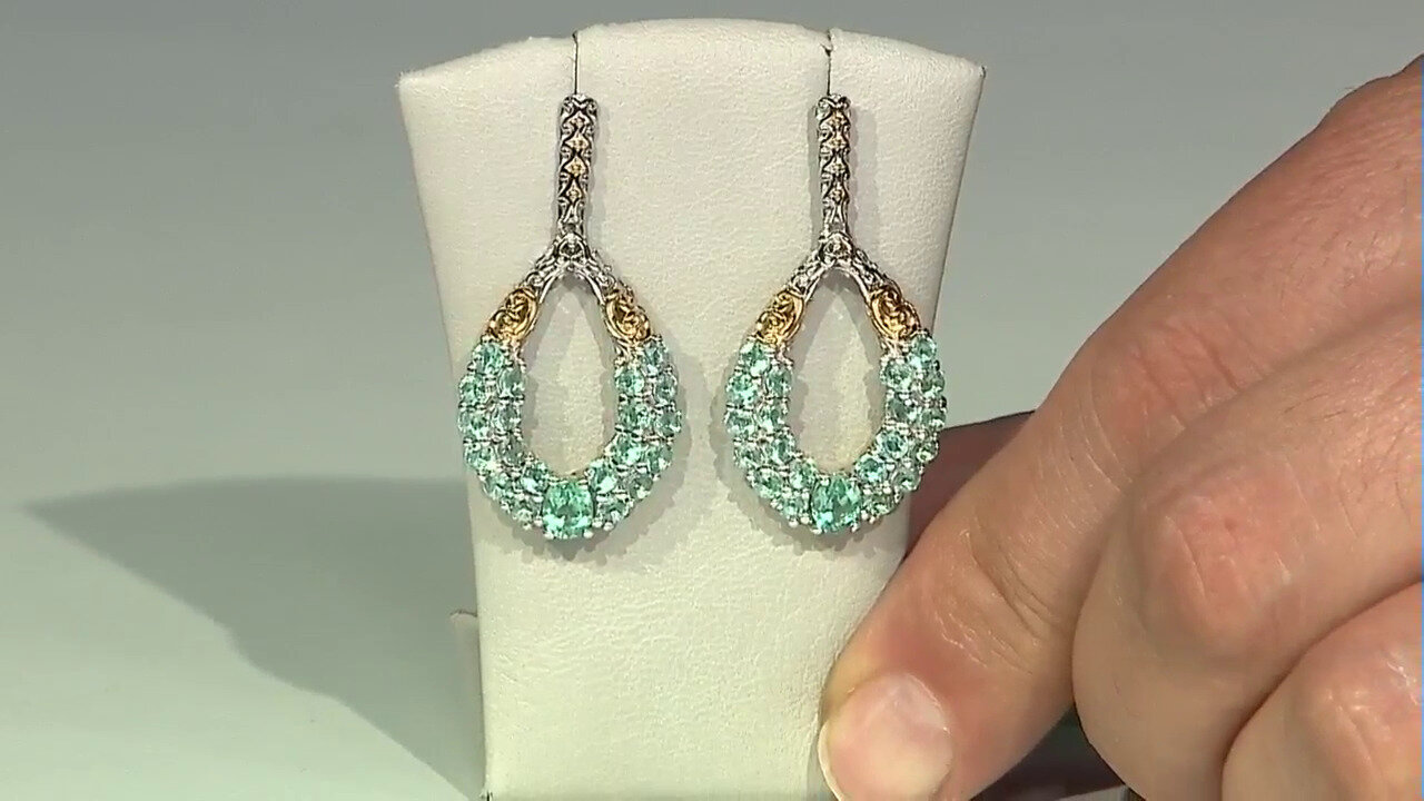 Video Boucles d'oreilles en argent et Fluorapatite verte (Gems en Vogue)