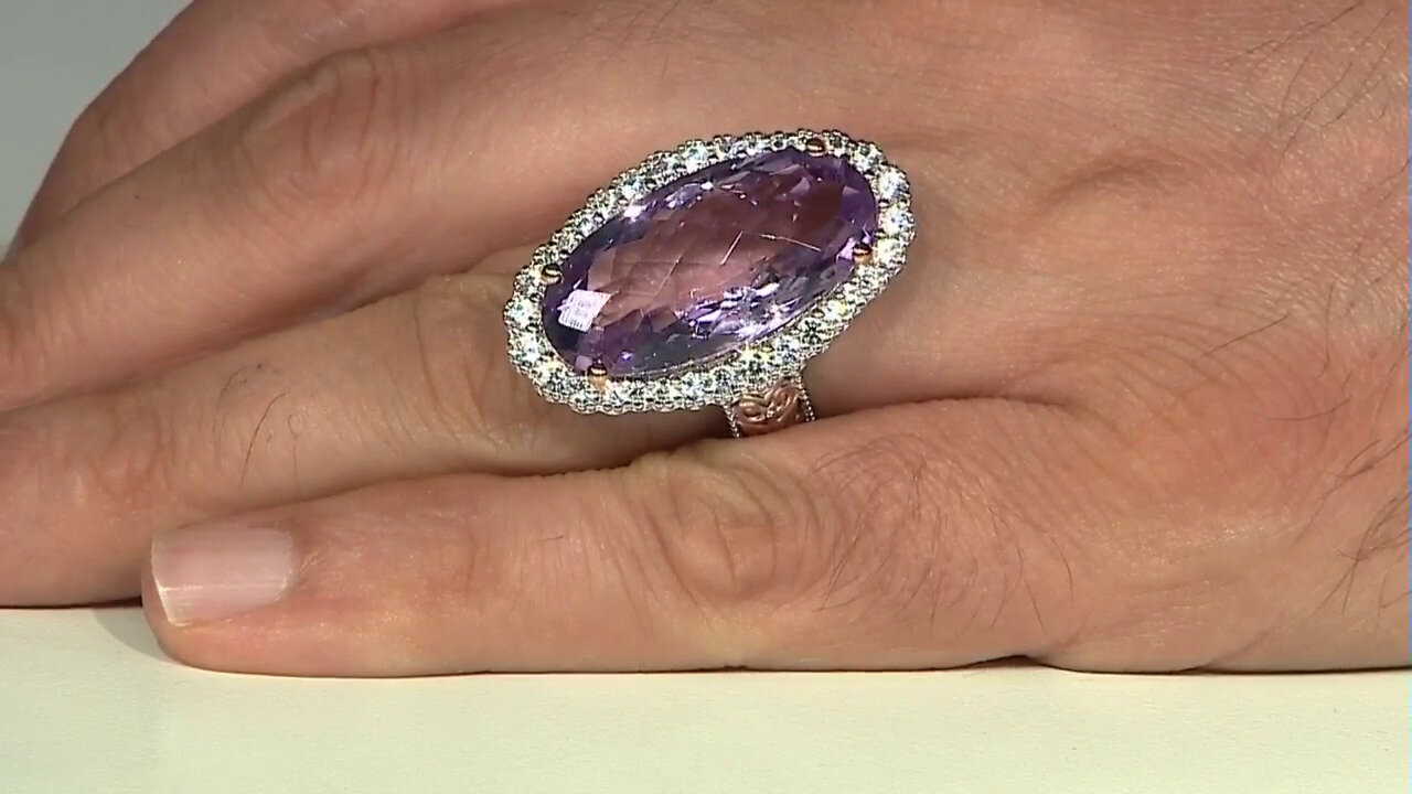 Video Rose de France Amethyst Silver Ring (Gems en Vogue)