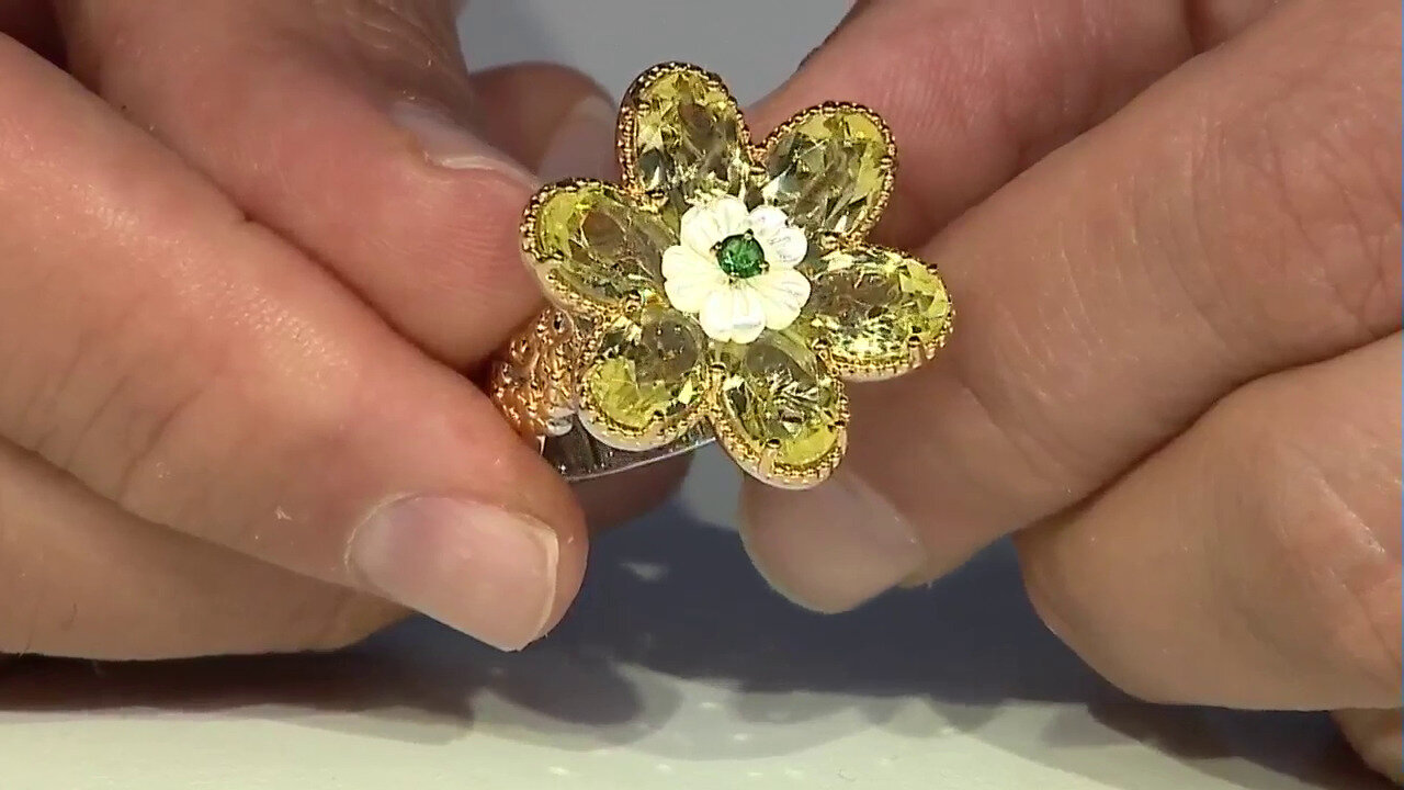 Video Zilveren ring met Ouro Verde kwartskristallen (Gems en Vogue)