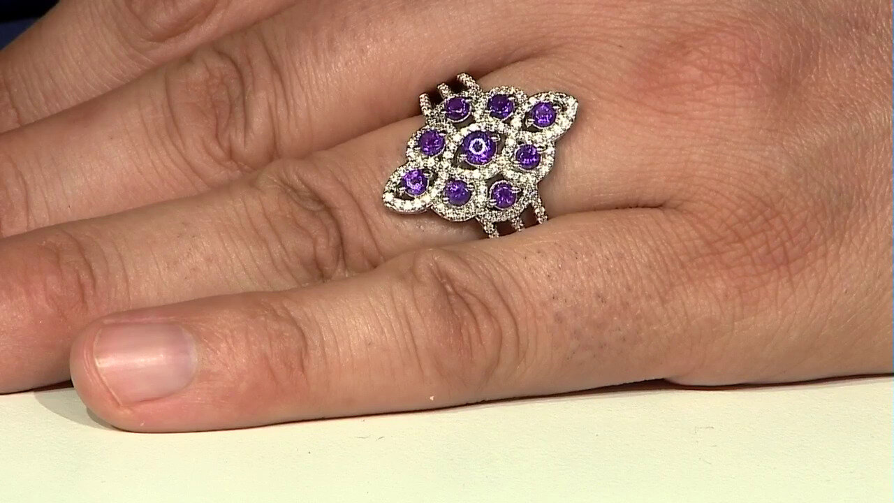 Video Anillo en plata con Amatista de Siberia