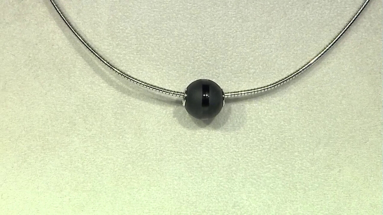 Video Black Glitter Agate Silver Pendant (MONOSONO COLLECTION)