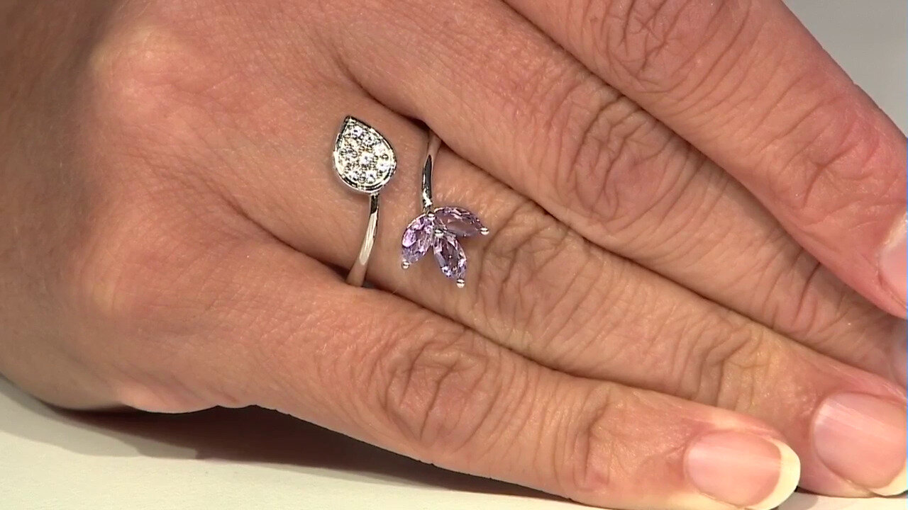 Video Rose de France Amethyst Silver Ring