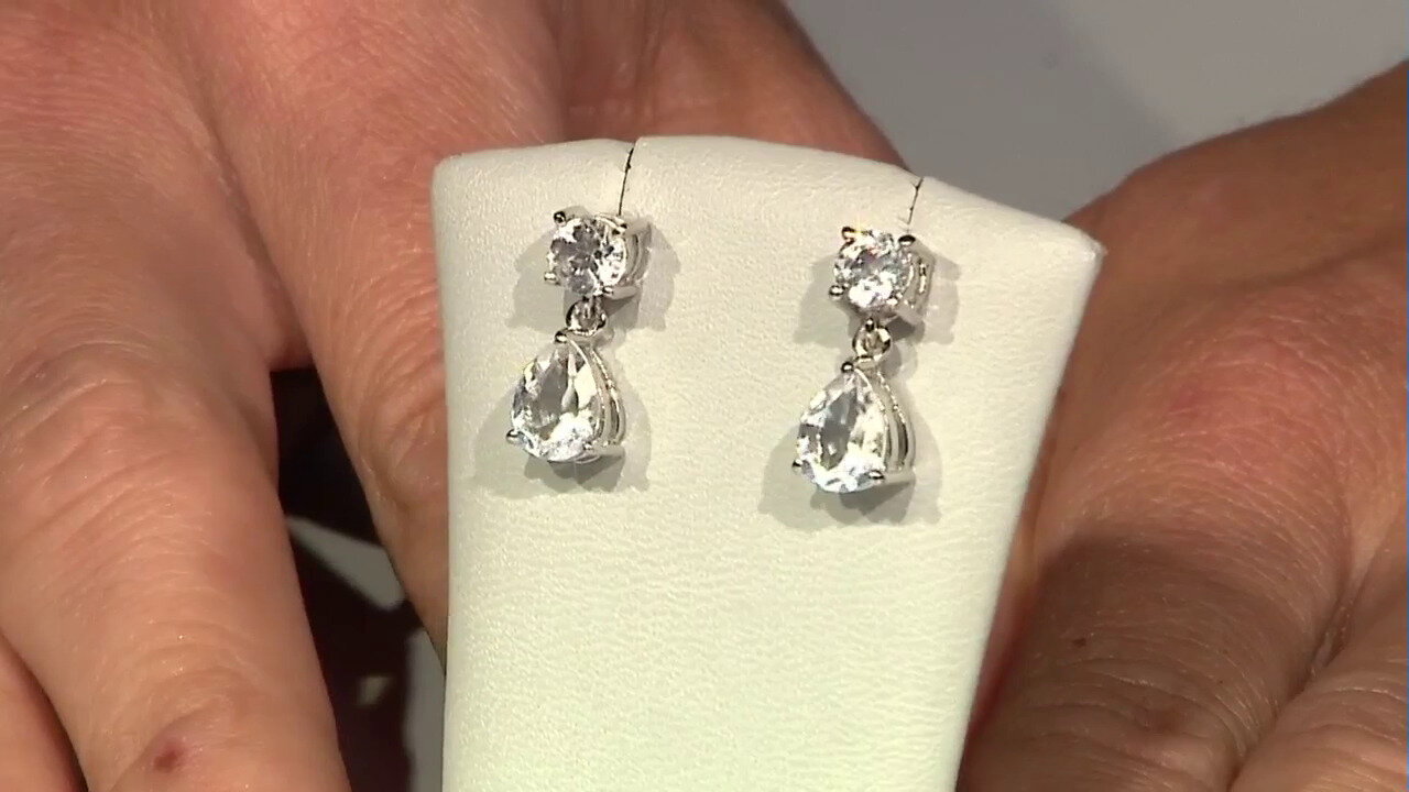 Video White Quartz Silver Earrings