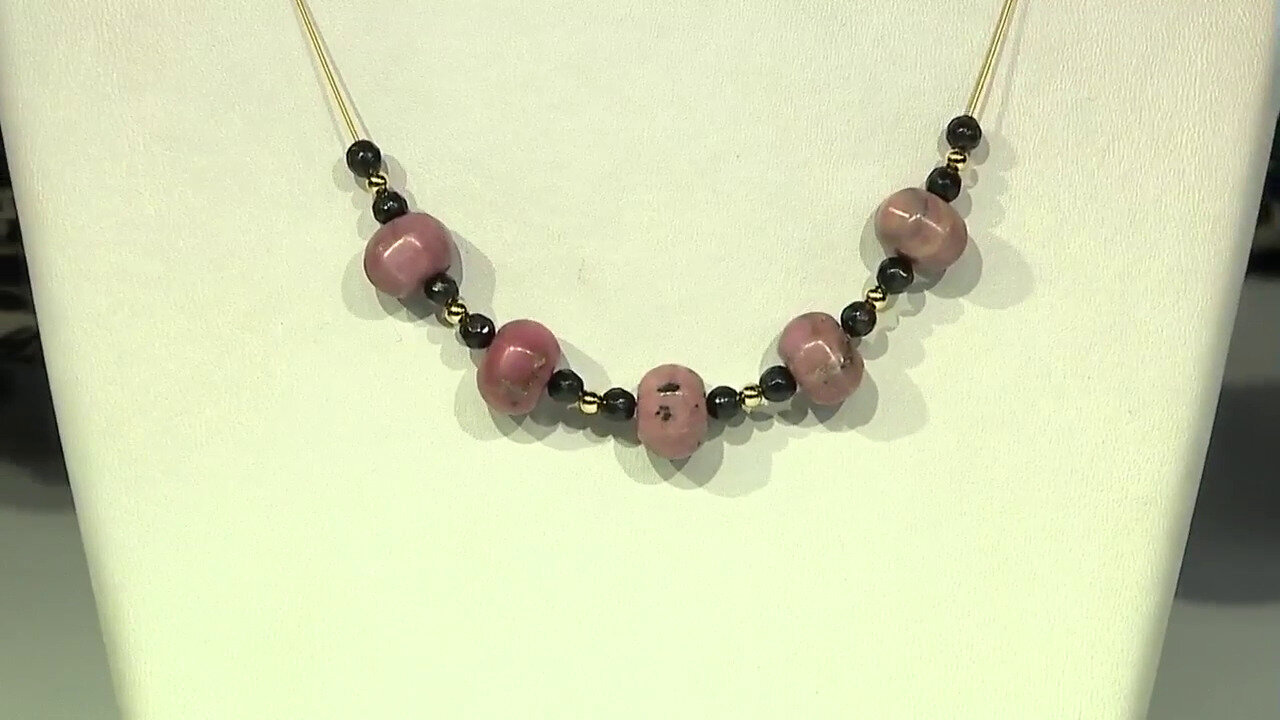 Video Collier en acier inoxydable et Rhodonite