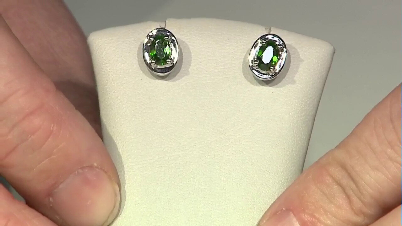 Video Boucles d'oreilles en argent et Diopside de Russie