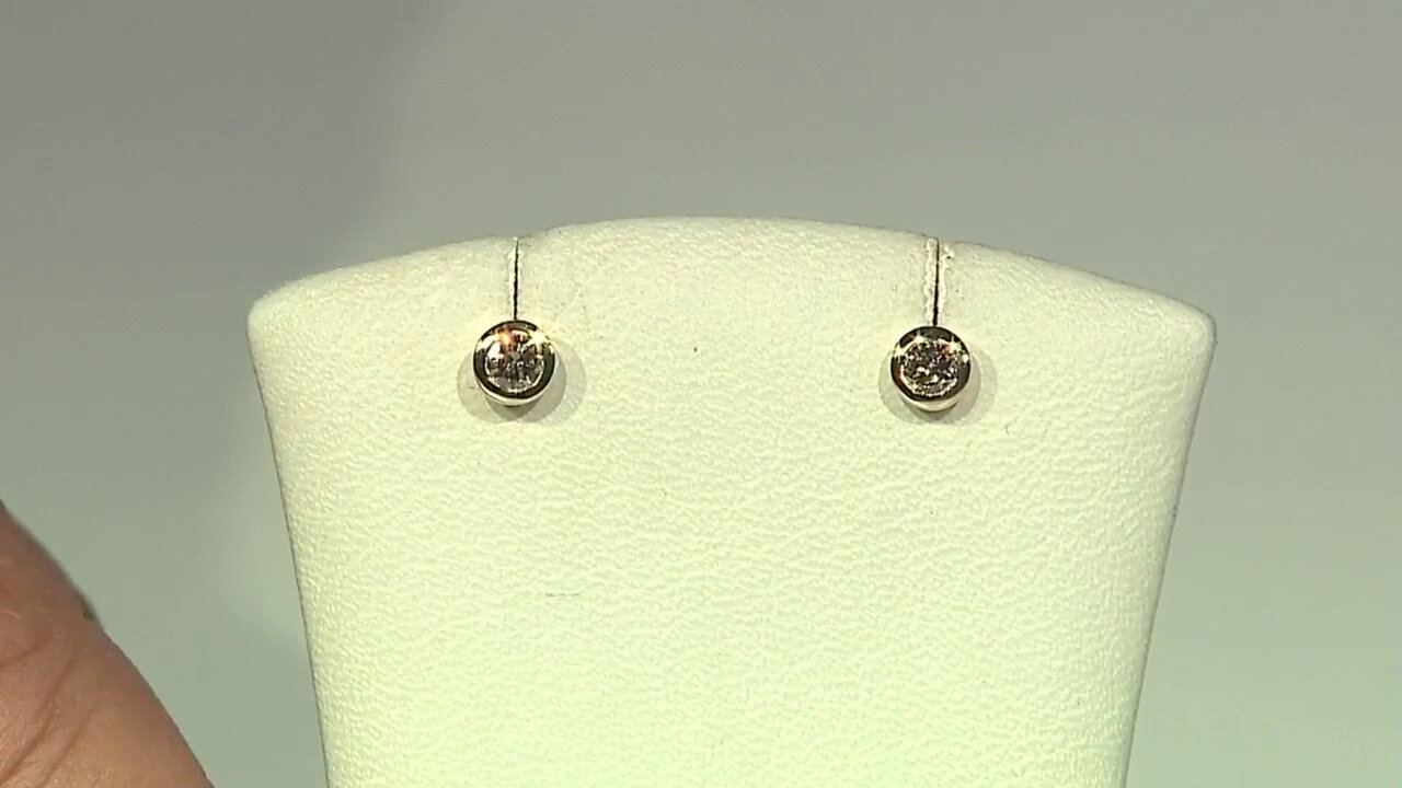 Video 9K SI2 Champagne Diamond Gold Earrings