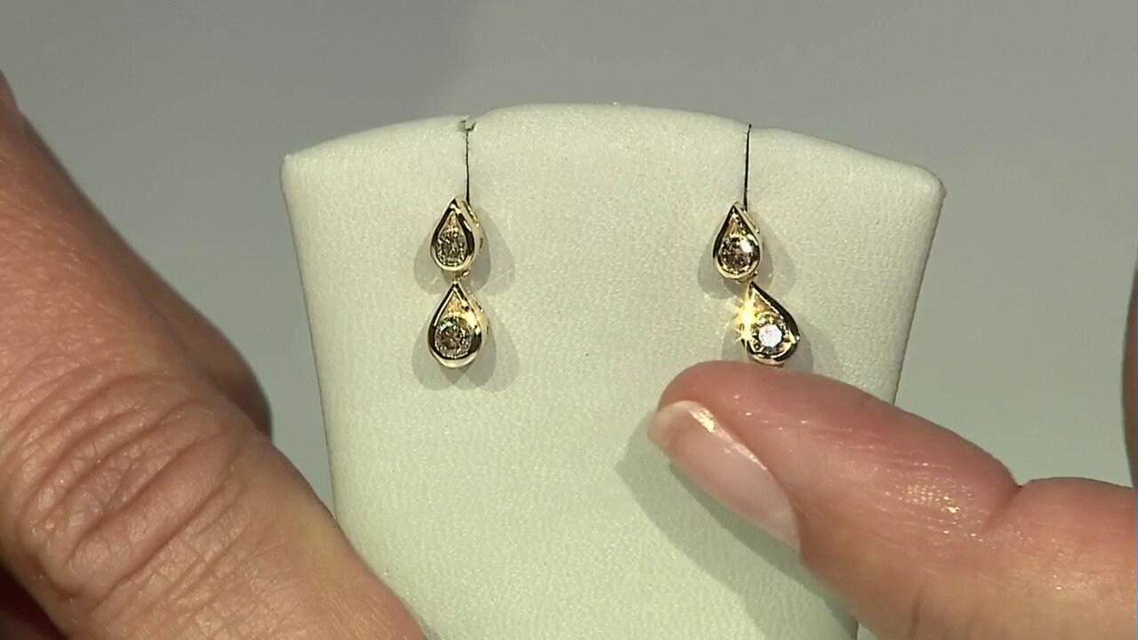 Video I3 Champagne Diamond Silver Earrings