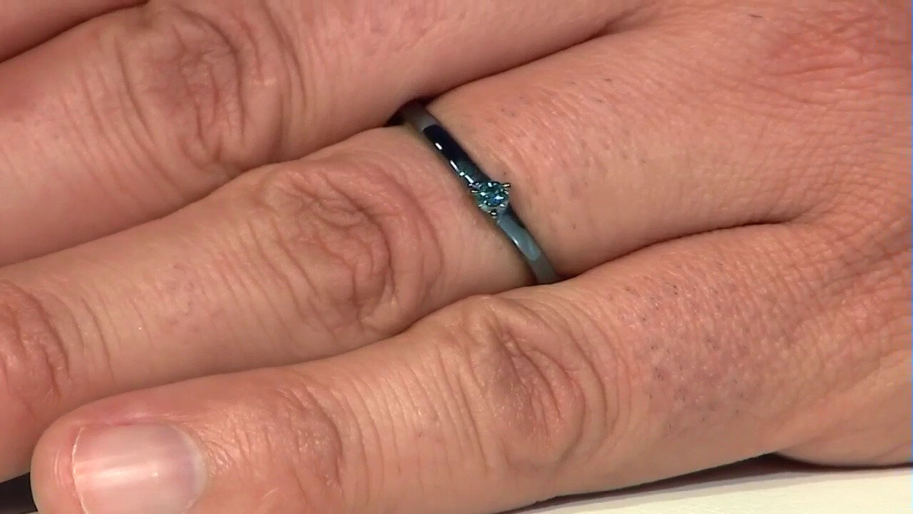 Video Anillo en plata con Diamante azul I2