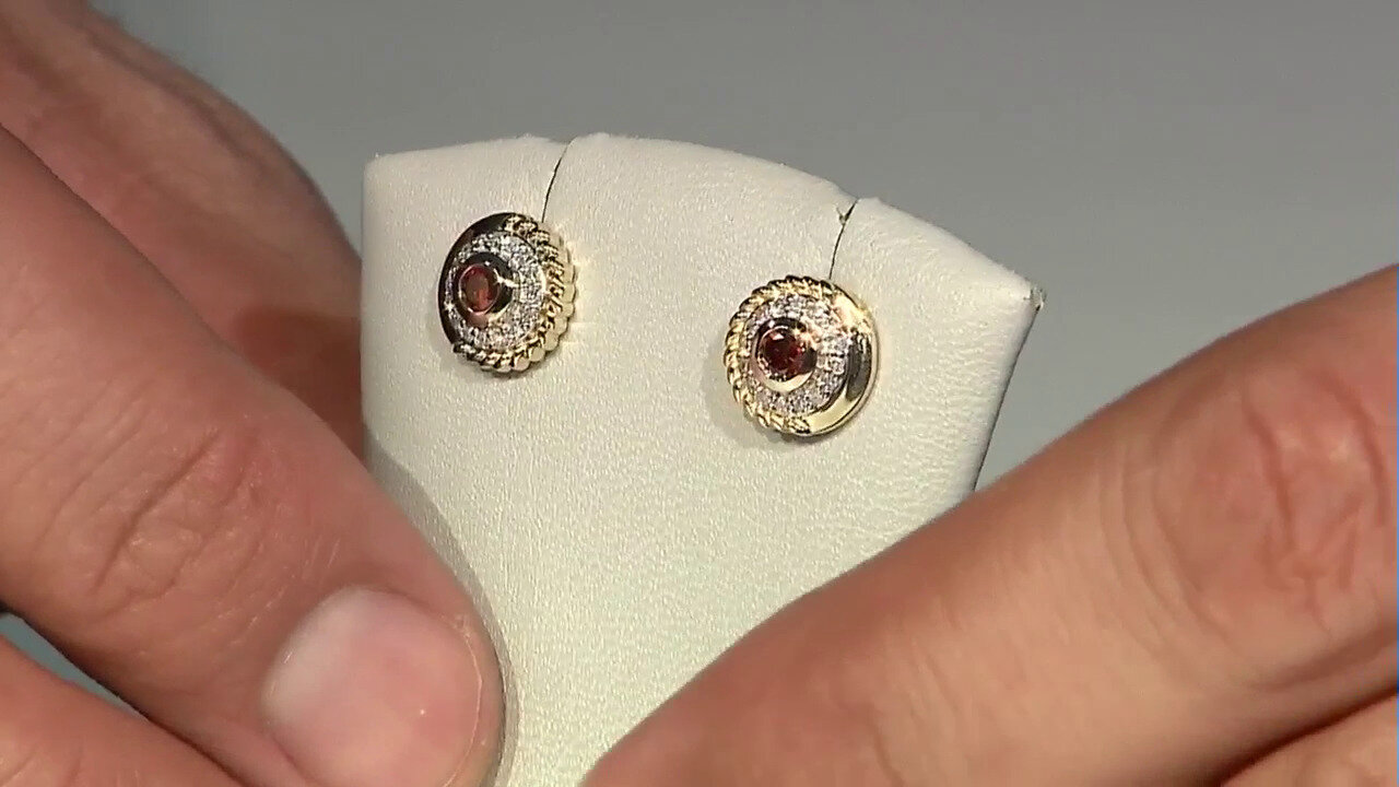 Video 9K I3 Red Diamond Gold Earrings