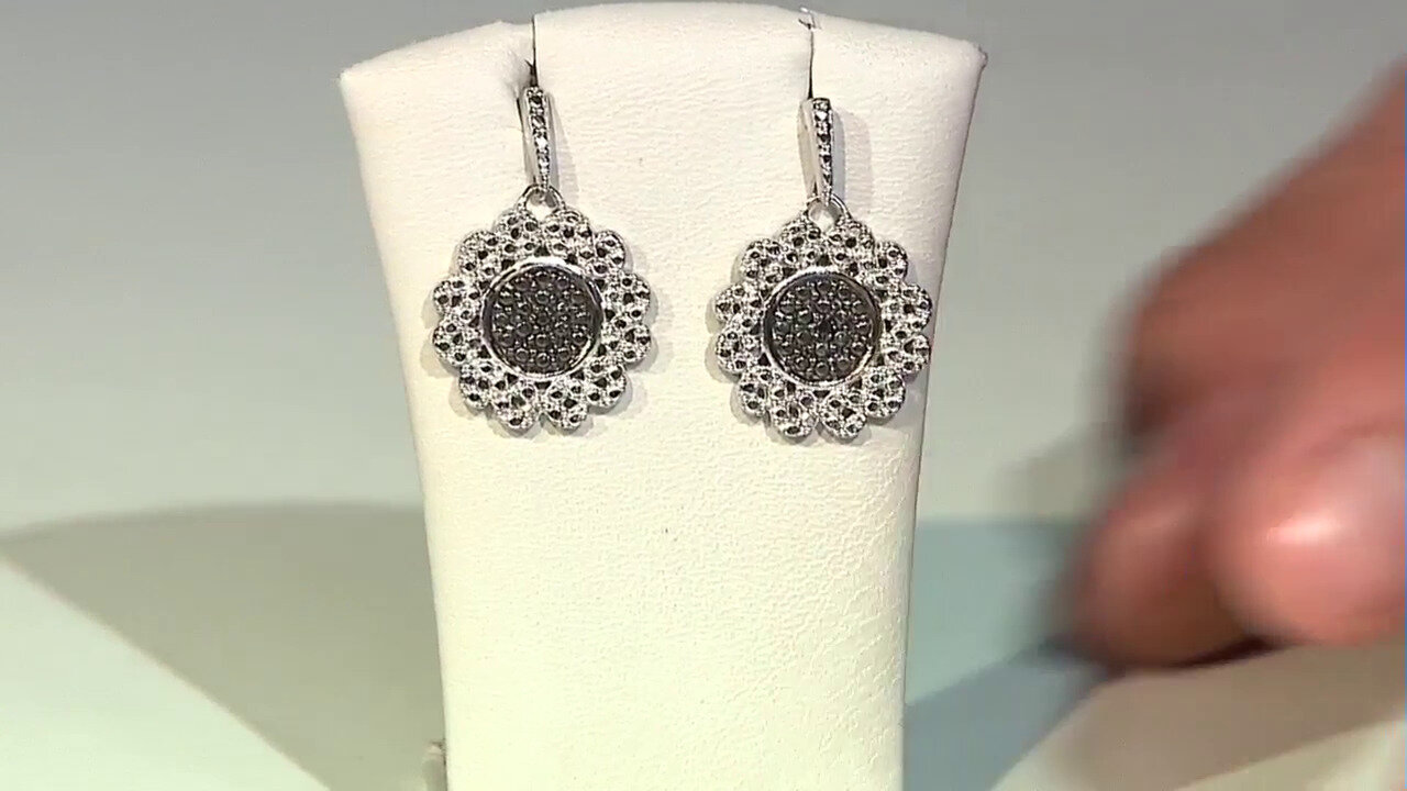 Video Black Diamond Silver Earrings