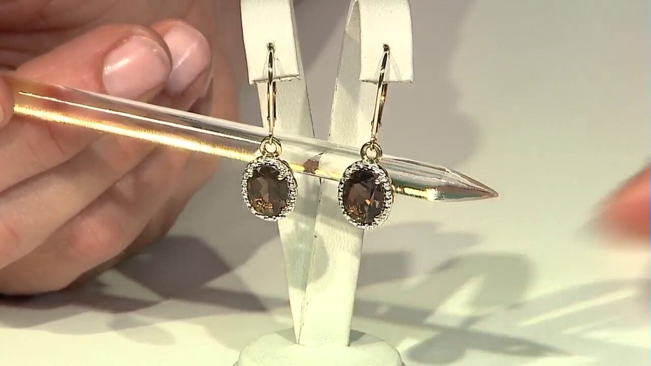 Video 9K Smoky Quartz Gold Earrings