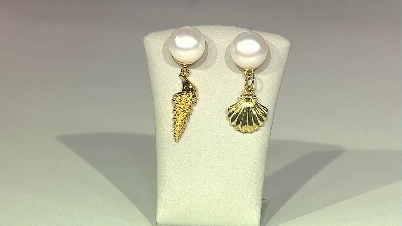 Video White Freshwater Pearl Silver Earrings