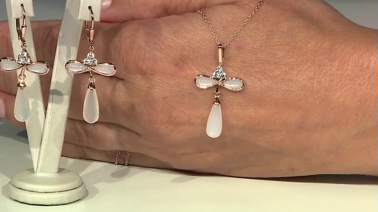 Video White Chalcedony Silver Necklace (KM by Juwelo)