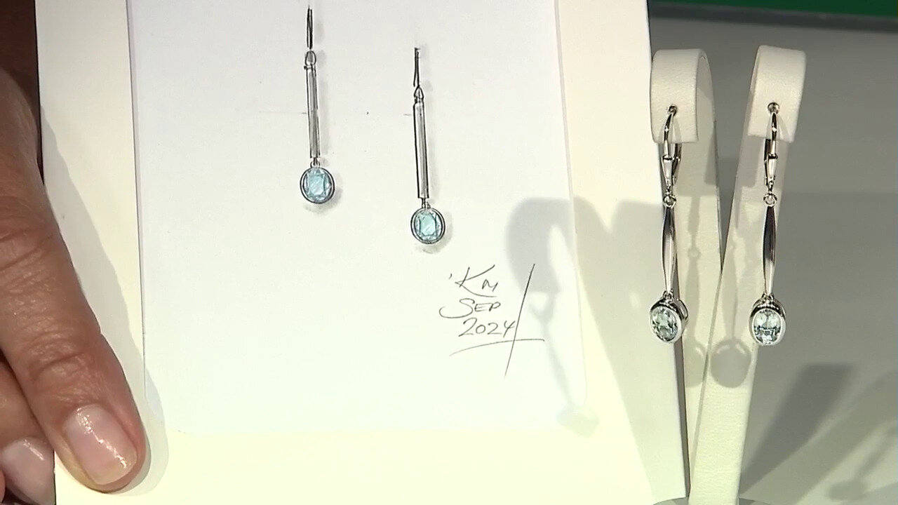 Video Sky Blue Topaz Silver Earrings (KM by Juwelo)