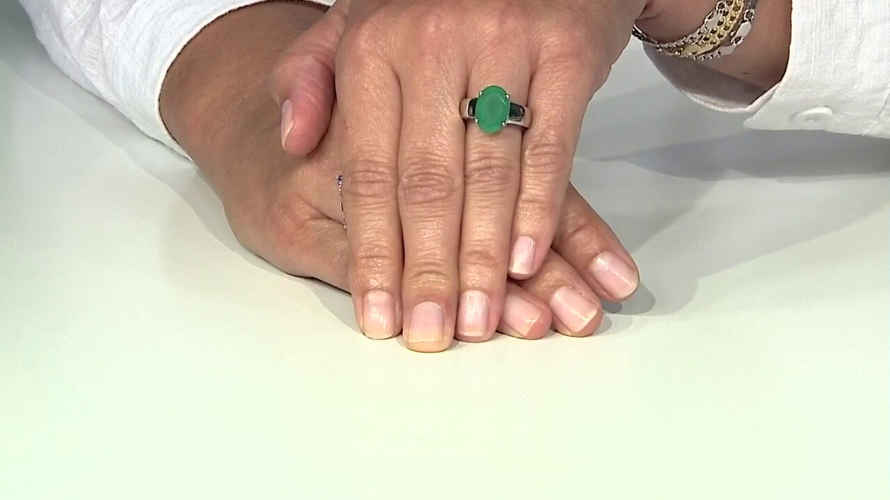 Video Green Onyx Silver Ring