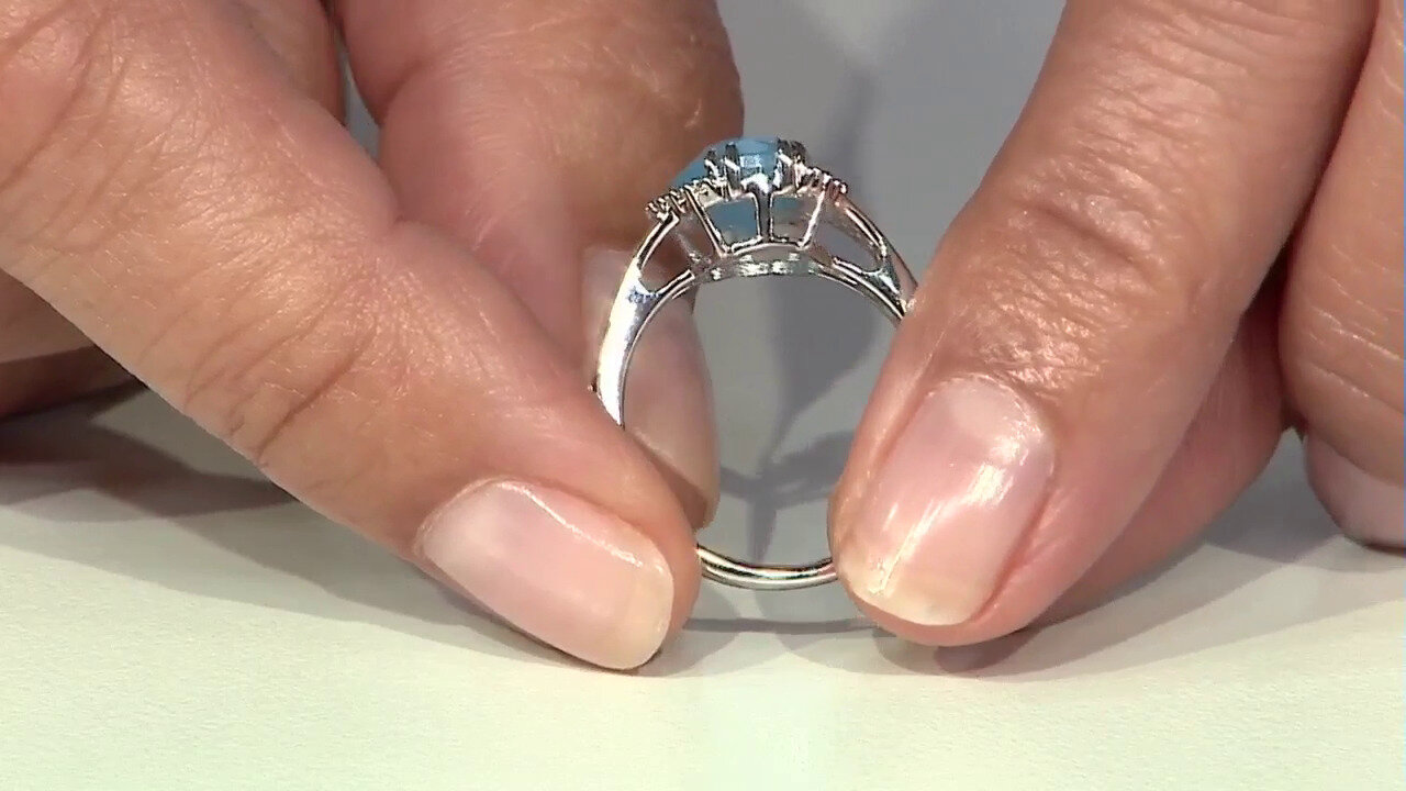 Video Zilveren ring met een Blauwe chalcedoon