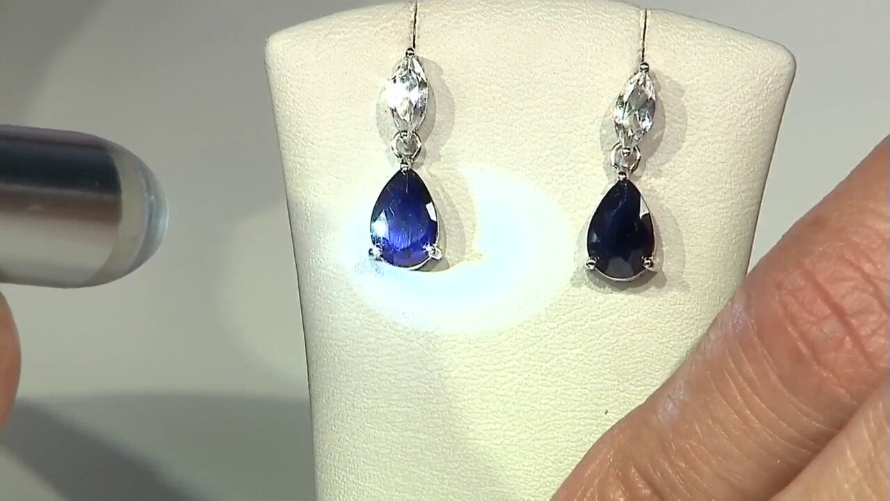 Video Black Sapphire Silver Earrings