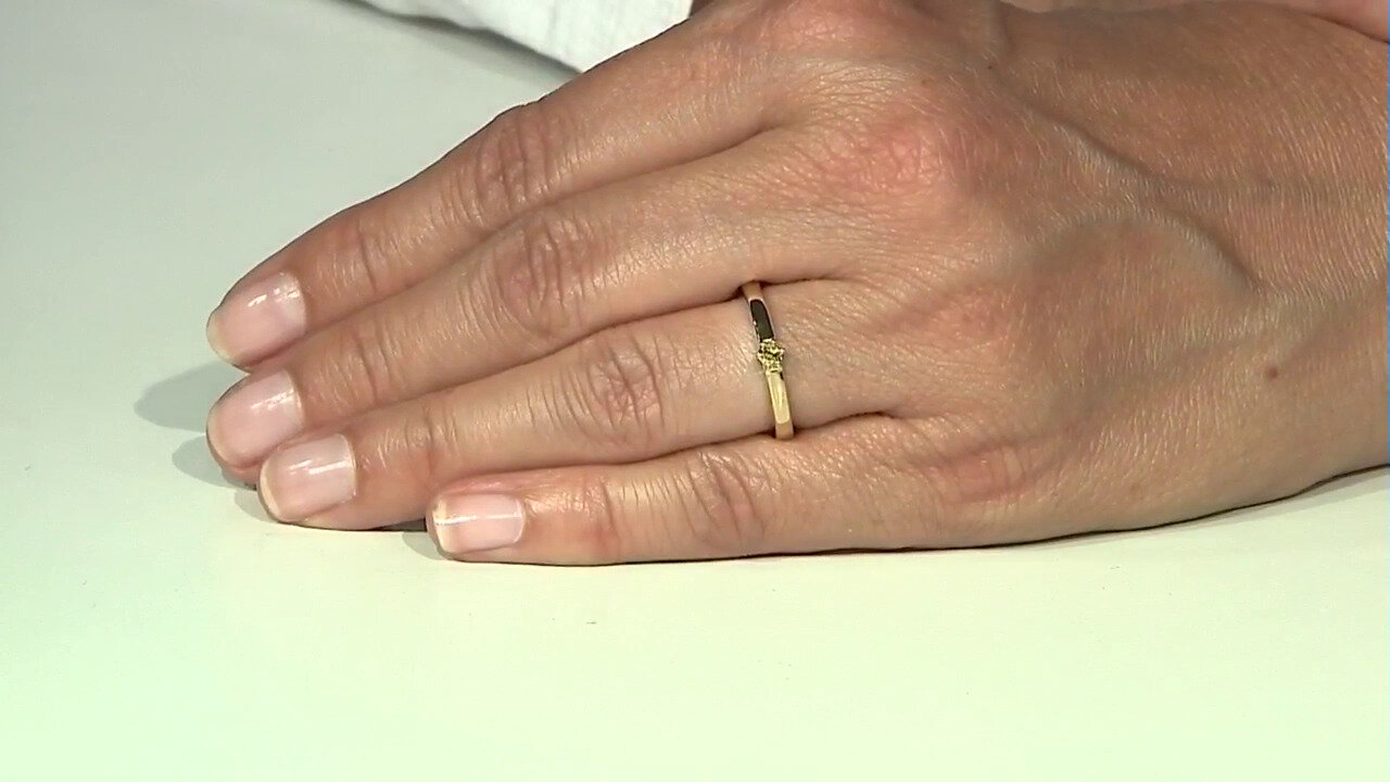 Video Zilveren ring met een I3 Gele Diamant