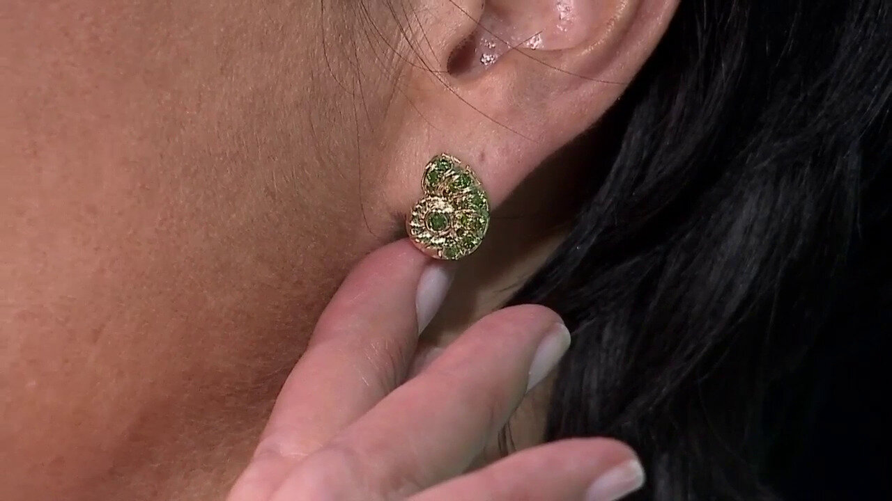 Video 9K I3 Green Diamond Gold Earrings