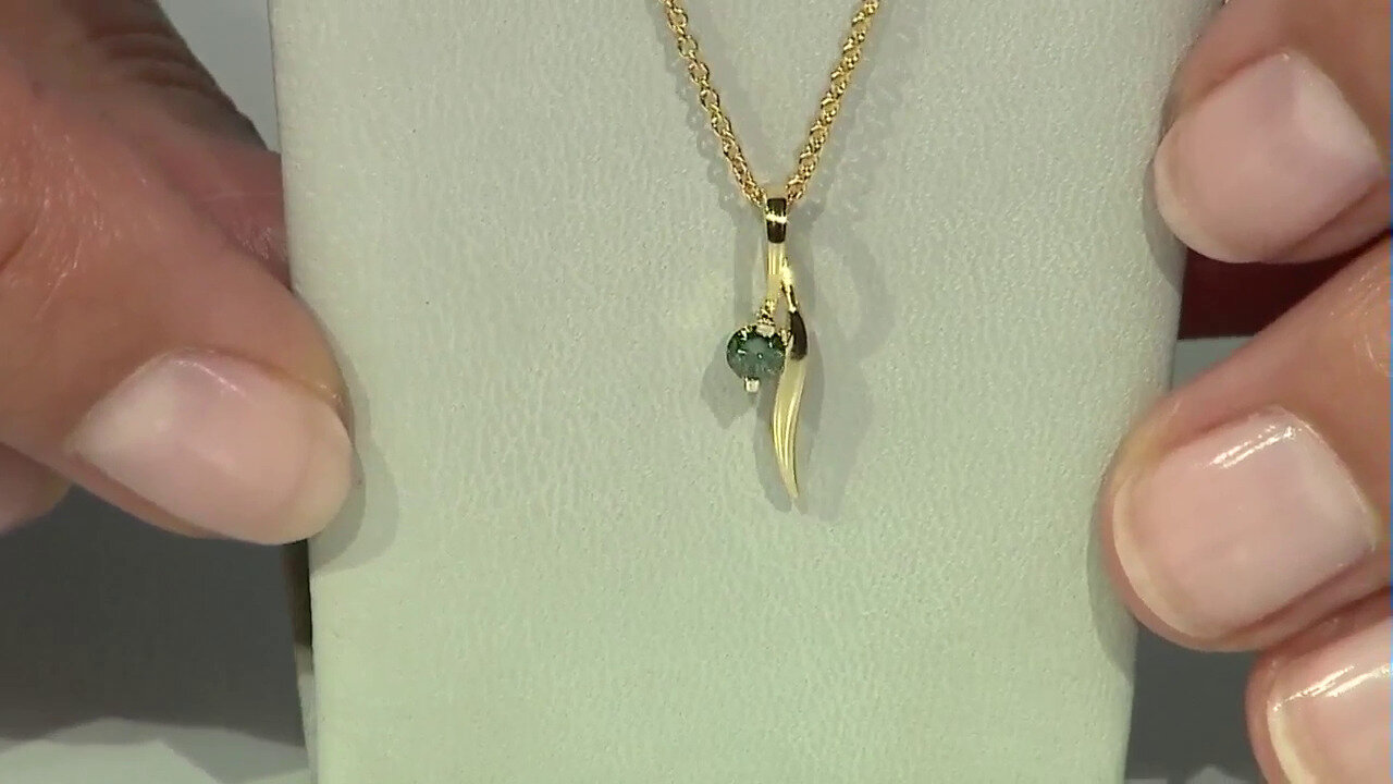 Video 9K I3 Green Diamond Gold Necklace