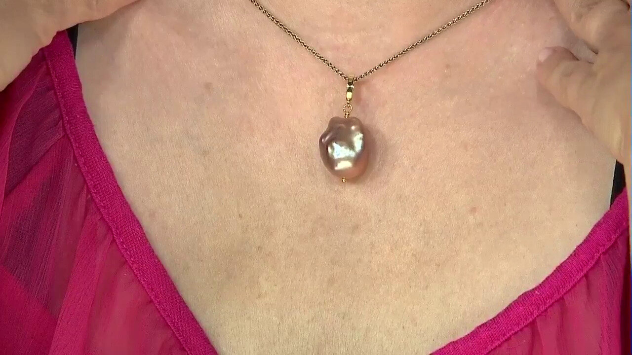 Video Pendentif en argent et Perle de culture d'eau douce pourpre