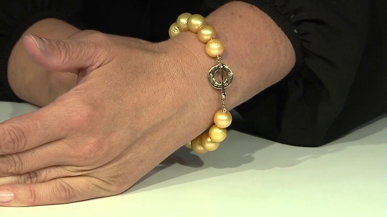 Video Zilveren armband met Gouden zoetwater kweekparels (TPC)