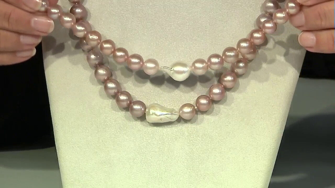 Video White Freshwater Pearl Silver Necklace (TPC)