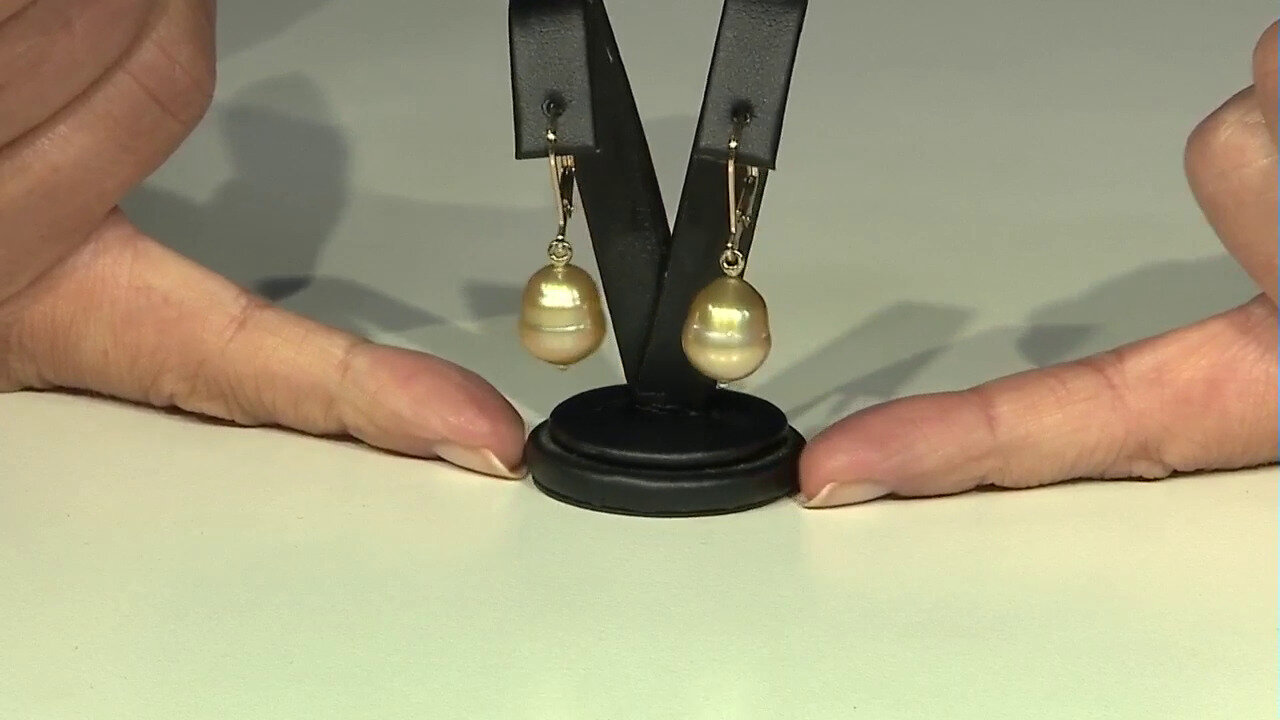 Video Kabira Golden South Sea Pearl Silver Earrings (TPC)