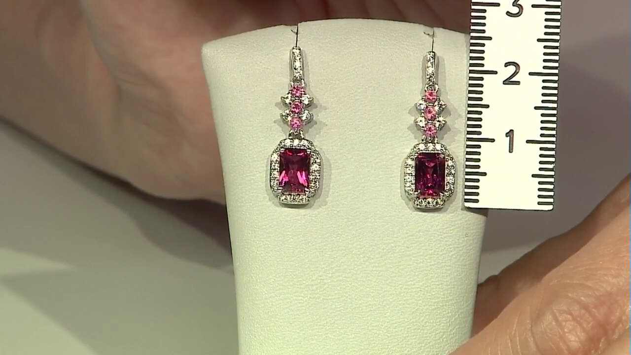 Video Boucles d'oreilles en argent et Tourmaline rose du Nigéria