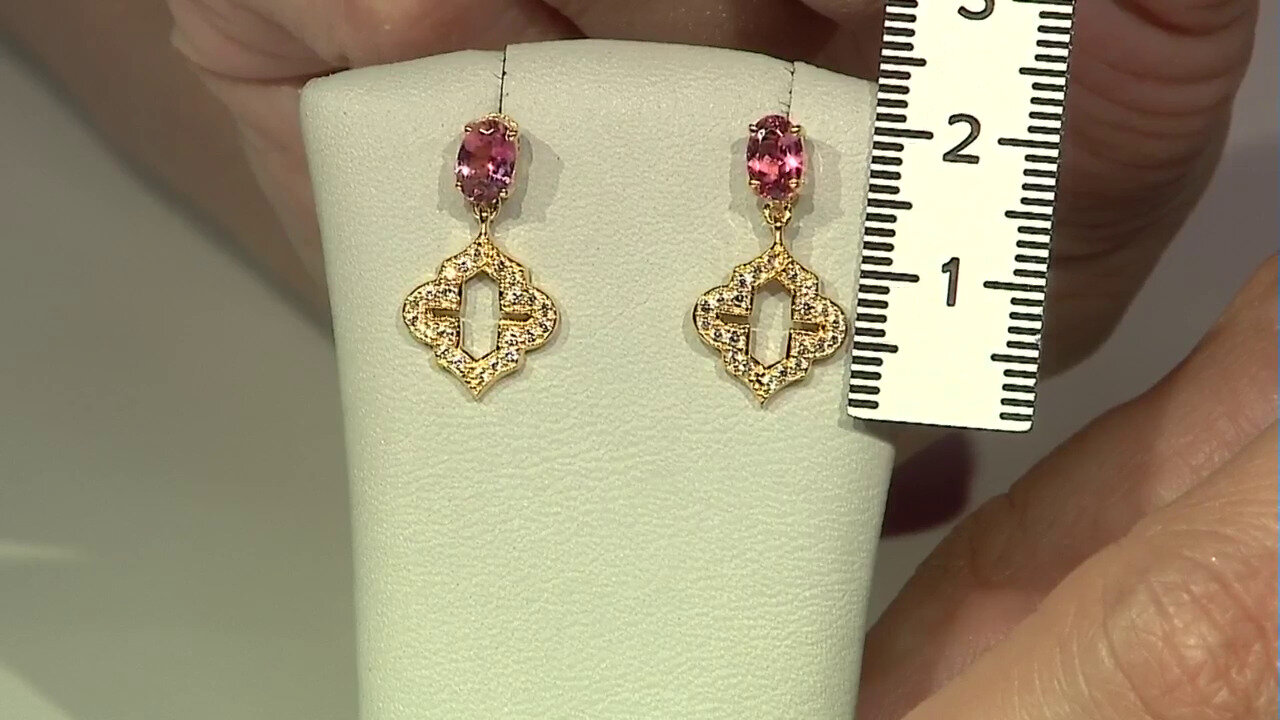 Video Boucles d'oreilles en argent et Tourmaline rose du Nigéria