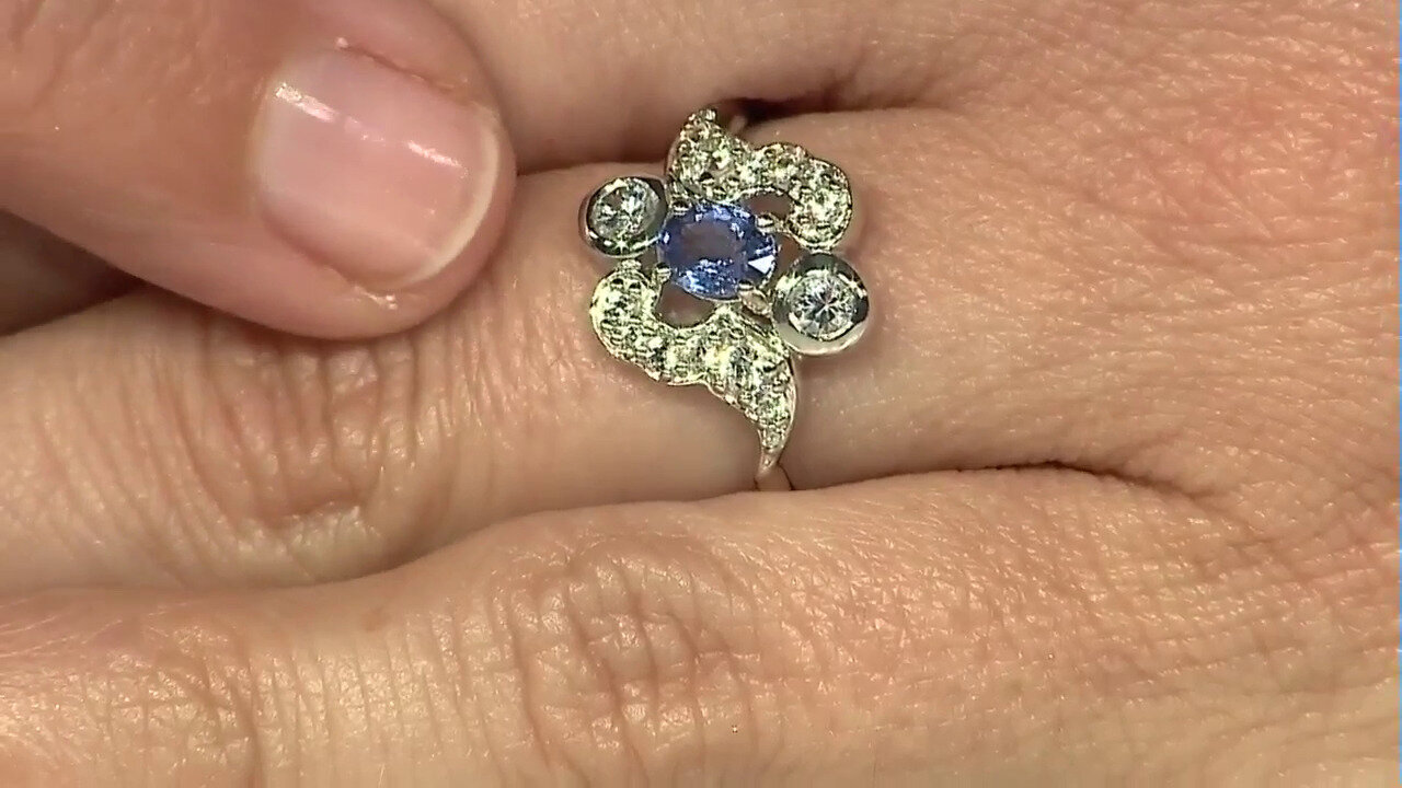 Video Anillo en plata con Zafiro azul Ceylon sin calentar