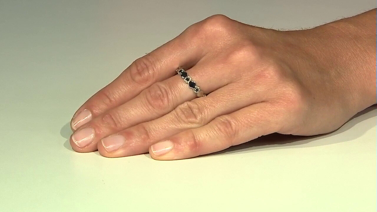 Video Black Spinel Silver Ring