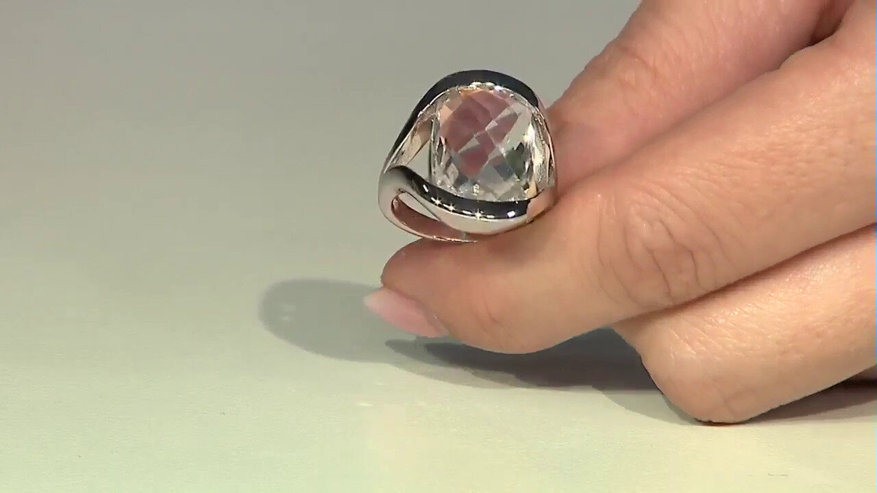 Video White Quartz Silver Ring