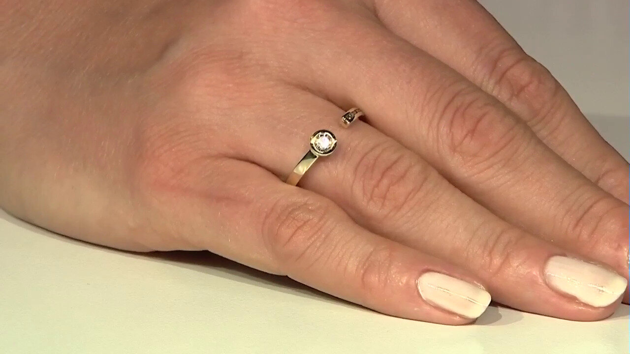 Video 9K I2 Champagne Diamond Gold Ring (de Melo)