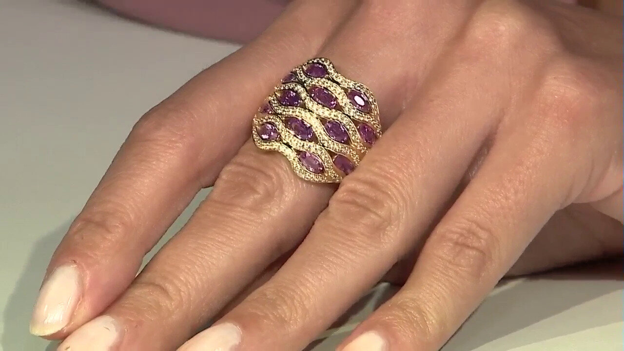 Video 9K Ceylon Purple Sapphire Gold Ring