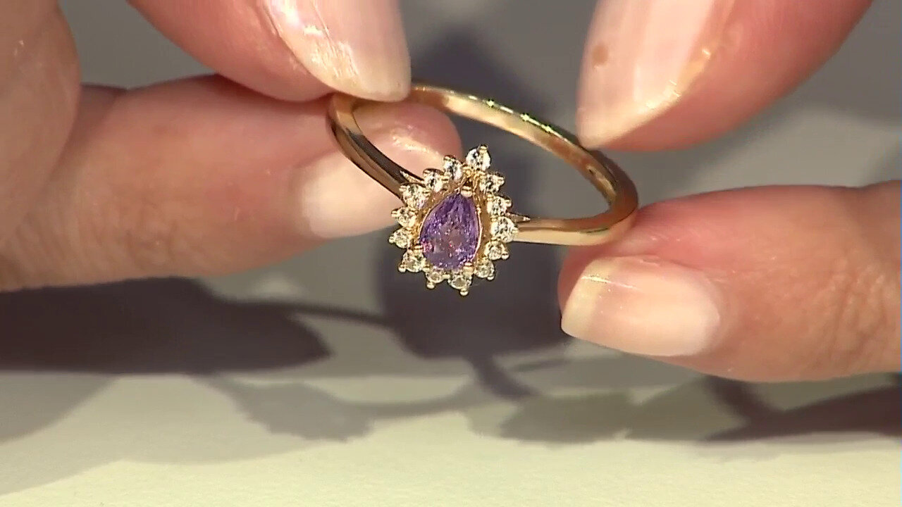 Video 9K Ceylon Purple Sapphire Gold Ring