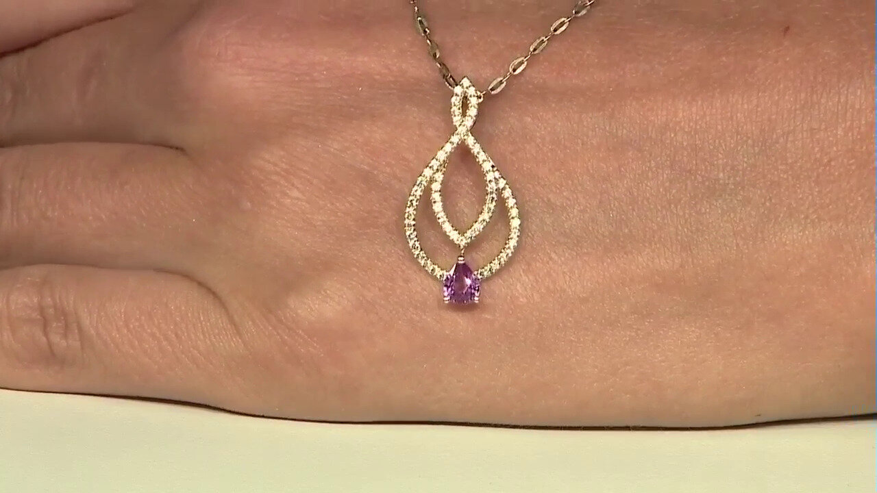 Video 9K Ceylon Purple Sapphire Gold Pendant