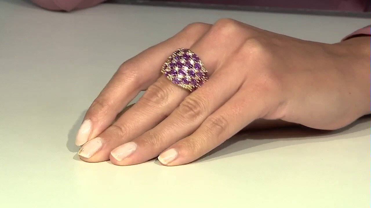 Video 9K Ceylon Purple Sapphire Gold Ring