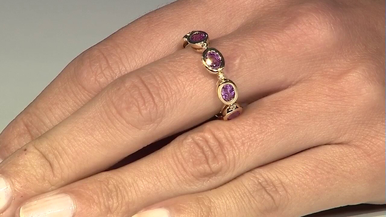 Video 9K Ceylon Purple Sapphire Gold Ring