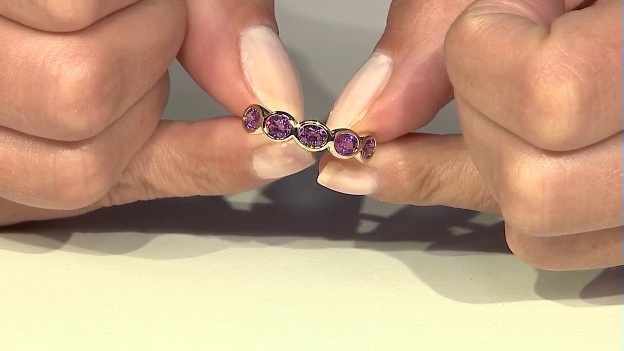 Video 9K Ceylon Purple Sapphire Gold Ring