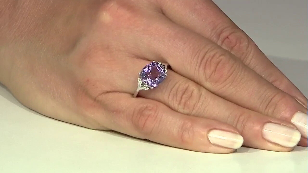 Video Zilveren ring met een lavendel amethist