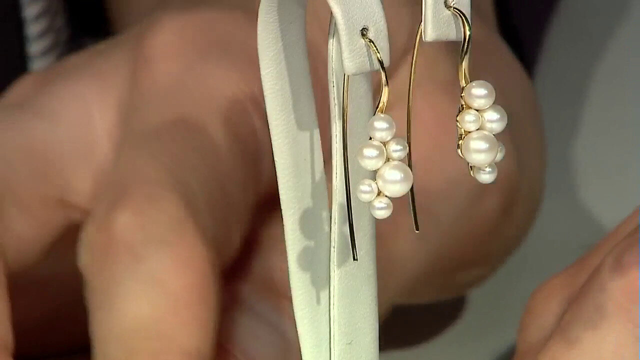 Video White Freshwater Pearl Silver Earrings