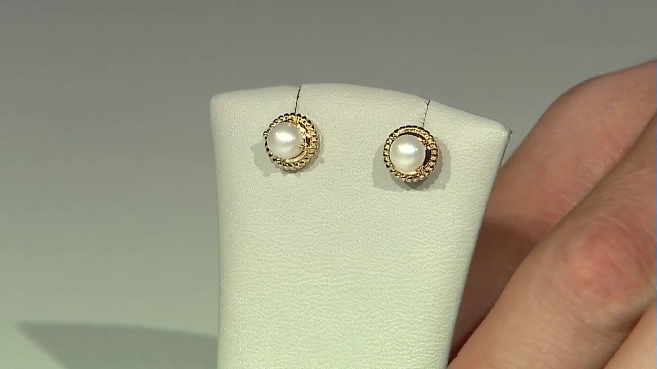 Video White Freshwater Pearl Silver Earrings