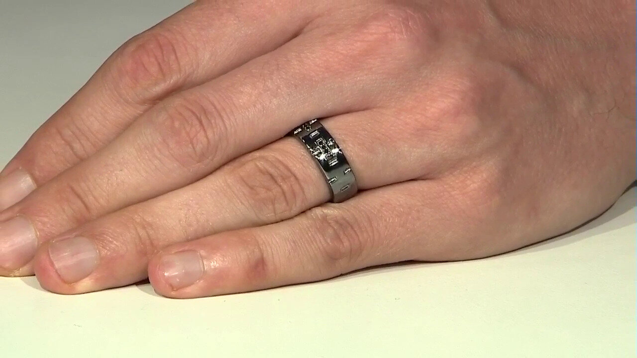 Video Black Spinel Silver Ring