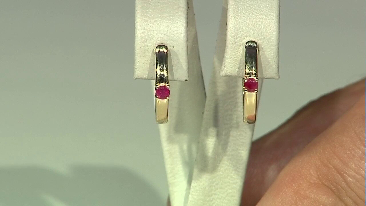 Video 9K Red Beryl Gold Earrings