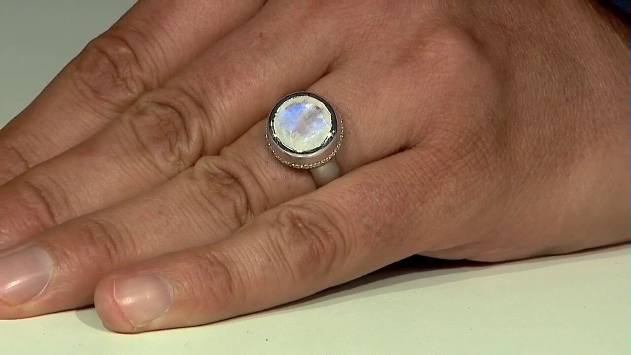 Video Rainbow Moonstone Brass Ring (Juwelo Style)